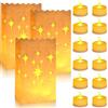 DIELIANHUA 12 Candele a LED Senza Fiamma e 12 Sacchetti di Candela Luci Tealight Realistiche Luminose Lumini a Batteria Flickering Flameless Candele per San Valentino Matrimonio Feste Natale (Fuochi d'artificio)