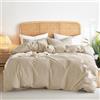 Lanqinglv Biancheria da letto 135 x 200 cm, in cotone rinforzato, effetto lino, con chiusura lampo, adatta per persone allergiche, 1 copripiumino e 1 federa 80 x 80 cm