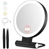 B Beauty Planet Specchio trucco con luci,doppio lato portatile illuminato trucco bellezza specchio (Nero-30x Specchio di vanità illuminato)