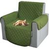 Comart - Copripoltrona Majestic - Copri Poltrona con Braccioli - Telo Trapuntato - Reversibile - Antigraffio - per Cani e Gatti - Lavabile in Lavatrice - Antiscivolo - Verde - Poltrona 1 Posto