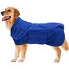 Geyecete Accappatoio Microfibra per Cane, Asciugamano per per Animale Domestico Asciugatura Rapida e Super Assorbente Cappotto Telo da Bagno con Cintura Elasticizzata-Blu-XL