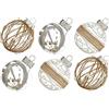 XmasExp Set di ornamenti per palline di Natale, 70 mm, beige, grandi, infrangibili e trasparenti, in plastica glitterata, decorazioni per albero di Natale, delicati ornamenti da appendere per feste di