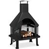 Relaxdays Forno da Terrazzo con Grill, Braciere con Parascintille, Attizzatoio, Massiccio, Acciaio, 110x63x51 cm, Nero