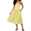 Livtany Abito Midi da Donna con Spalle Scoperte Senza Spalline Senza Maniche Drop-Waist A Line Abito alla Moda Estivo Swing Patchwork Dress, Beige, S