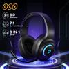 QCY Heroad V200 Gaming Over Ear Cuffie senza fili Bluetooth 6.0 con microfono Driver da 50 mm Suono surround 7.1 Cuffie dinamiche EQ RGB