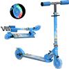 Homcom Scooter Pieghevole per Bambini con Luci Musica Altezza Regolabile Ruote Luminose Led Pedale Carico 50kg 67X32X65-78 cm Blu - Blu