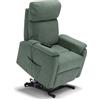 REDÒKASA Poltrona relax elettrica Denver per anziani, 2 motori, 2 ruote posteriori, sistema reclinazione e alzapersona, braccioli e sponde estraibili, pediera estensibile, tessuto idrorepellente