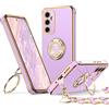 XYZ Custodia per Galaxy A35 5G con supporto, custodia per telefono Samsung A35 con doppio anello, donne e ragazze, custodia protettiva di lusso con cuore per Samsung Galaxy A35, viola