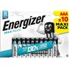 Energizer Max Plus - Pile AAA (Confezione da 10) Batterie Alcaline 1,5V - potenza che dura 130% di extra durata - 100% imballaggio riciclabile privo di plastica - 12 anni di conservazione