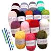 LovLim Kit di filati per uncinetto, 16 matasse di filato di cotone morbido, 910 metri, per uncinetto e lavoro a maglia, modelli gratuiti all'uncinetto/amigurumi, kit perfetto per principianti