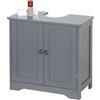 Relaxdays Mobile sottolavabo con 2 Porte, H x B x T: 60 x 60 x 30 cm, MDF, Zinco, per lavabo, Grigio