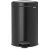 Brabantia Pedal Bin Newicon Pattumiera a Pedale, Secchio Interno in Plastica, Nero Opaco, 12 lt