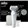 Braun Silk-épil 9 Epilatore Elettrico Donna Con Testina Flessibile, Wet&Dry, Pelle Liscia a Lungo, Con Testina Per Rasoio Elettrico Donna e Cappuccio Rifinitore, Depilatore Braun 9-041 Bianco/Argento