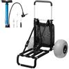 VEVOR Carrello da Spiaggia con Grandi Ruote per Sabbia, Portapacchi 760 x 390 mm, Carrello Trasporto Pieghevole Ruote per Palloncini da 304,8 mm, 74,8kg, Altezza 690-1140mm, per Spiaggia, Campeggio