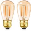 Caldarax Lampadina LED Vintage Edison S14 E27 1W, Equivalente a 10W, AC 220V, Bianco Caldo 2200K, Ambra Lampadina LED E27 Filamento per lampade a sospensione, lampade da tavolo, Non Dimmerabile, 2 Pezzi
