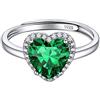 ChicSilver Anello Argento Con Smeraldo Verde, Regolabile Cuore 925 - Pietra Maggio Con Confezione Regalo
