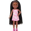 Barbie - Chelsea Club Ari, mini bambola da 15cm con trecce e accessori, sandali rosa e abito con stampa a fiori, giocattolo per bambini, 3+ anni, JJB34