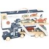 SPEEDY MONKEY Trasportatore per auto in legno, rimorchio a due piani con 4 auto colorate, giocattoli per bambine di 2 anni, giocattoli per bambini di 3 anni e giocattoli per bambini di 4 anni,