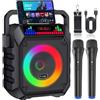 Socodox Karaoke con 2 Microfoni, Cassa Bluetooth Portatile e Potente con Luci RGB, Supporto Bluetooth/TF/USB/AUX, Ideale per Adulti e Bambini, Perfetto per Feste e Regalo