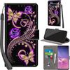 PHINIENLAND Cover per Samsung Galaxy S10 Plus custodia portafoglio Rosa Farfalla | 3 scomparti carte, 1 tasca banconote, Chiusura magnetica, Supporto, Pelle PU flip cover per Samsung S10 Plus