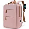 BAGZY Zaino da Viaggio Aereo 40x30x15cm Per Air France British Airways Bagaglio a Mano per Aereo Impermeabile Zaino Porta PC 15.6 Pollici Cabin Bag 20L USB Connessione Zainos Uomo Donna Rosa