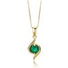 MIORE Collana Donna Oro Giallo 9KT 375 e Smeraldo, Catenina Cm. 45 con Pendente, Ciondolo con Catena anallergico, Confezionato in un Elegante Portagioie