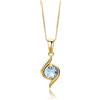 MIORE Collana Donna Oro Giallo 9KT 375 e Topazio Blu, Catenina Cm. 45 con Pendente, Ciondolo con Catena anallergico, Confezionato in un Elegante Portagioie