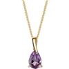 MIORE Collana Donna, Goccia Ametista Naturale, Ciondolo Oro Giallo 9KT 375, Catenina Argento 925 Placcata Oro 18Kt, Gioiello Anallergico, Elegante Portagioie