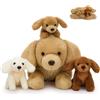 MorisMos Golden Retriever Peluche Gigante, 45 cm Mamma con 3 Kawaii Baby, Realistici Morbido Cane di Peluche Grande Regali per Ragazze, Bambini, Compleanno Natale