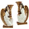 REGALOS LLUNA Barca a vela Angelo Bianco Ginocchia Set 2 Figure 29 cm. Immagine Resina basamento