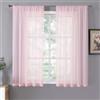 Tollpiz Tende corte velate in lino, per soggiorno, con tasca per bastone, per camera da letto, 106 x 114 cm di lunghezza, colore rosa, set di 2 pannelli