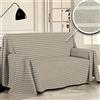 PENSIERI DELICATI Telo Copridivano 360 x 290 cm Made in Italy, Telo Copritutto 100% Cotone Puro Riciclato Tinto in Filo, Fantasia a Righe Beige, Ideale Come Telo Arredo, Salva Divano, Coperta Picnic