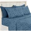 Lux Decor Collection LUX Décor - Set di lenzuola per letto queen size, 6 pezzi, in morbida microfibra, senza pieghe, con stampa lussuosa, include lenzuolo piatto, lenzuolo con angoli con tasche profonde e 4 federe, colore
