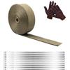 LLTLGF 6M*5CM Benda Termica Moto,D'oro Bende Termiche Moto Fatto di Fibre di Basalto,con 10 Fascette Metalliche,per Collettori di Scarico Moto e Auto