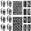 FrostyFlair Henna Tattoo Stencil, 18 Fogli Set Glitter Tattoo Bambini & Adulti Stencil per le Mani, Stencil Henna, Set Trucco per Bambini