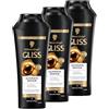 Gliss Kur Gliss Shampoo Ultimate Repair (3 x 250 ml), shampoo per capelli con cheratina liquida ed estratto di perline, shampoo alla cheratina per capelli secchi e danneggiati