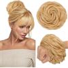 TESS Chignon Capelli Veri Ricci Posticci Donna con Elastico Hair Bun Finto Folto Extension Accessori Capelli 45g #18P613 Biondo Sabbia/Biondo Dorato