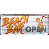 schilderkreis24 Blechschilder Targa decorativa per porta con scritta Beach Bar Open Placca in metallo per pub, bancone o bar, idea regalo per i tuoi Trink & Sauf Freunde 28 x 12 cm