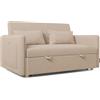 Nalui Nest 2 - Divano letto 2 posti 3 in 1, 139 x 100 x 80 cm, con schienale regolabile, 2 cuscini, portata 240 kg, convertibile in letto 120 x 190 cm, beige
