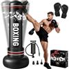 Fohil Sacco da Boxe da Terra,190cm Sacco da Boxe per Adulti Gonfiabile con Guantoni e Pompa, Gonfiabile Pungiball Bambini per Kickboxing, Karate, Boxing Bag da Casa e Ufficio