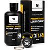 BLUEGORILLA Magnesite Liquida 250ml | Gesso Liquido Presa Massima | Liquid Chalk per Crossfit, Calisthenics, Arrampicata, Sollevamento Pesi, Padel | Portachiavi Kettlebell in Omaggio