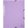 Exacompta - Rif. 55535E - Confezione da 5 cartelline con elastici - buste a 3 alette - in carta lucida 400 g/m2 acquerello - dimensioni 24 x 32 cm per documenti in formato A4 - colore viola