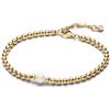 PANDORA Timeless Bracciale con perline placcato in oro 14k con perla coltivata d'acqua dolce trattata bianca e zirconi cubici trasparenti, 18