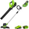 Greenworks Tools 2101507UA Decespugliatore a Batteria G40LTK2 & Tools 2400807 Soffiatore, 40 V, Verde