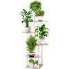 AZERPIAN Supporto per piante a 6 ripiani, in metallo, per interni, per più piante, ad angolo, per patio, giardino, soggiorno, balcone, camera da letto, bianco