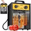 MASKO® Stufa elettrica Termoventilatore Riscaldatore da cantiere con termostato integrato, Riscaldatore elettrico con 3 livelli di calore, Termoventilatore per uso interno, giallo, 5 KW