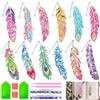 Spetsbst 12 pezzi Diamond Painting set fai da te regali per bambini adulti | Set di segnalibri fai da te per pittura con diamanti, con piume, valigetta per fai da te, regalo di compleanno