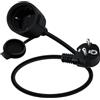 YINGAYOU Prolunga Schuko Corta 16A 250V Prolunga Elettrica Schuko 90 Gradi Impermeabile, 2AC IP44, Adatta per Ambienti Interni o Esterni (Nero, 0.5 m)