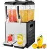 VEVOR Distributore di Bevande Commerciali, Distributore Succhi 2 x 12 L 286 W, Macchina Bevande in Acciaio Inox 304 Uso Alimentare, Temperatura Raffreddamento 7-12 °C, per Bevande Fredde, Ristoranti