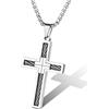 Supcare Twist Collana Croce Uomo Donna, Argento Ciondolo Uomo con Croce, 55+5 cm Catena Collana Uomo Acciaio, con Confezione Regalo